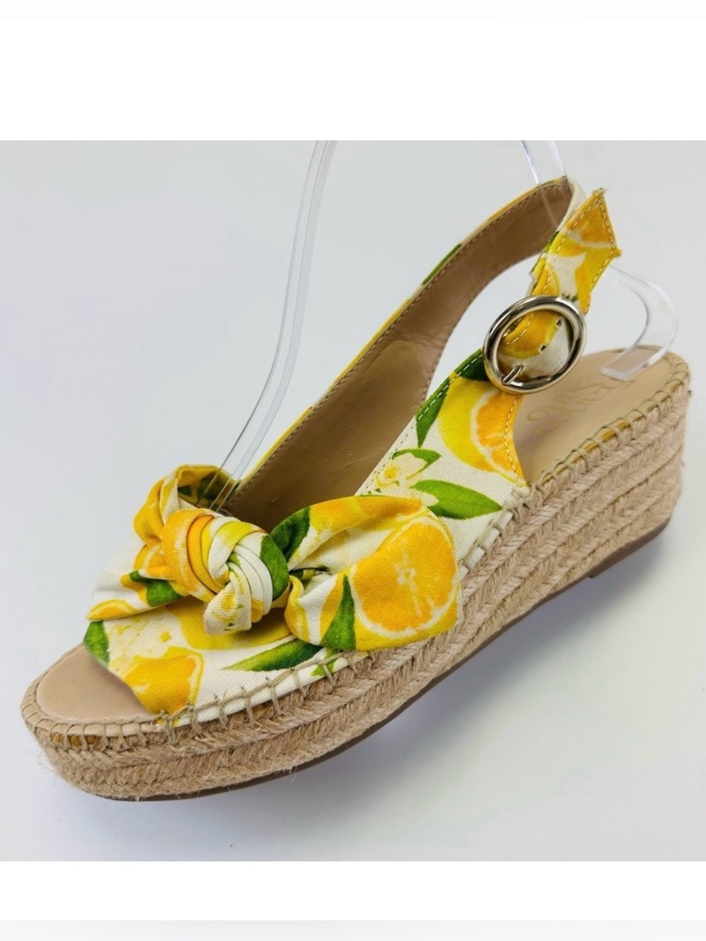 Franco Sarto lemon Pirouette espadrilles Size 8 platform wedge slingback Summer